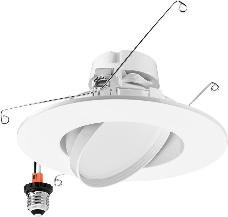 Maxxima 5" and 6" Rotatable LED Retrofit Downlight Gimbal - 1200 Lumens, 11 Watts, Dimmable, 5 CCT 2700K/3000K/3500K/4000K/5000K, Recessed Ceiling Light Fixture, Ideal for Kitchens and Dining Rooms - Image 1